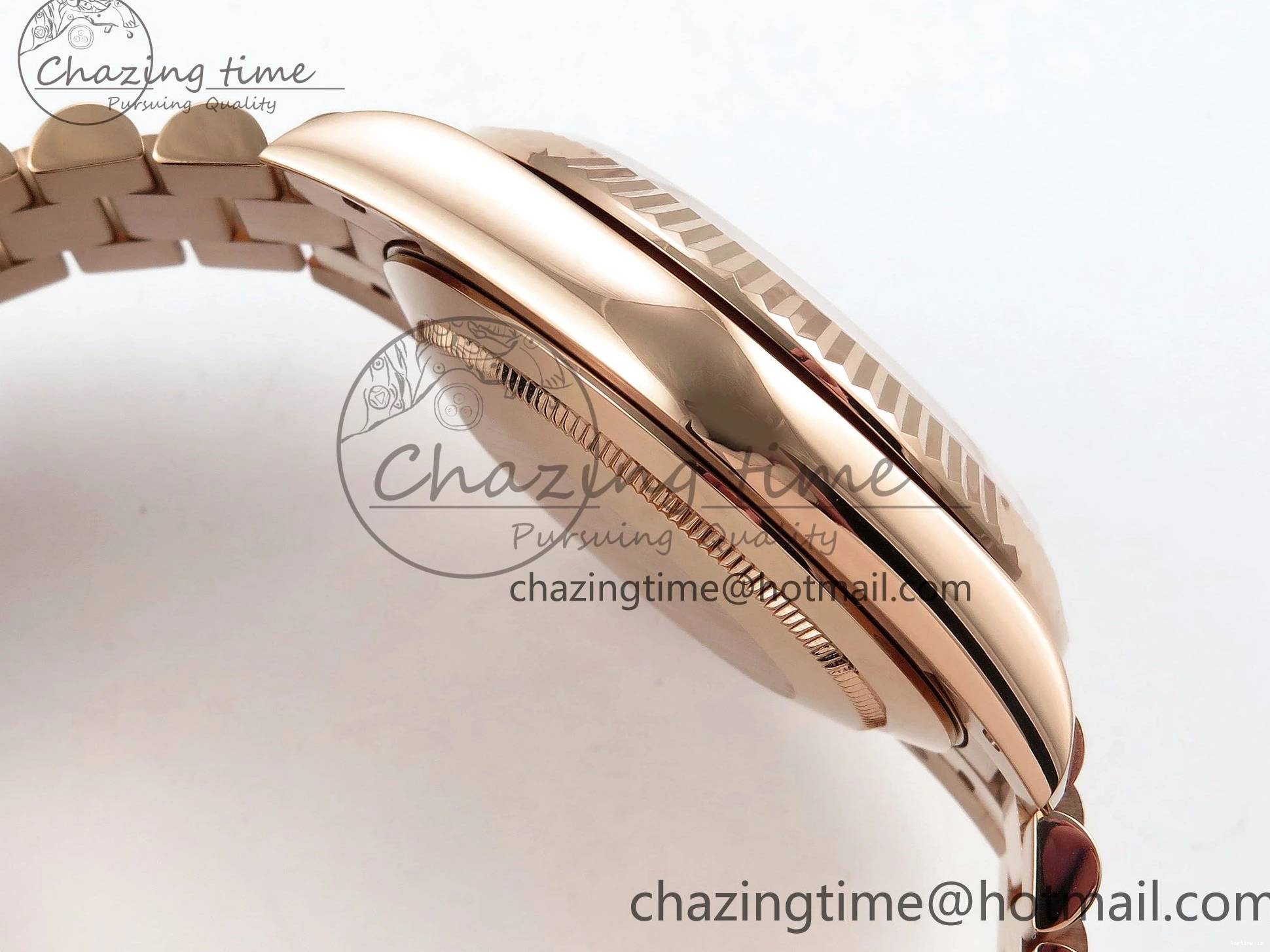 0109 OnTrend DayDate 40 RG JDF 904L Steel Silver Stick Dial on President Bracelet VR3255 V3 (Gain Weight) 1360